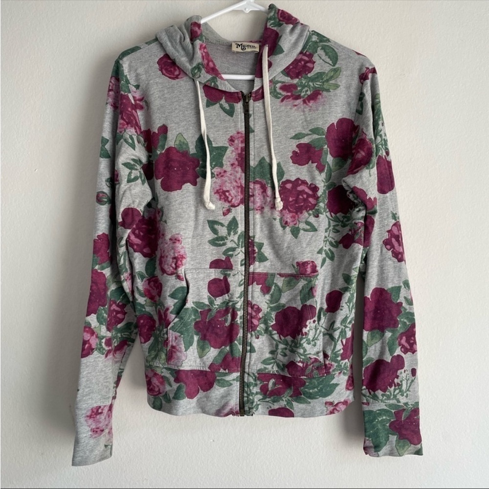 Show Me Your Mumu vintage rose gray hatch hoodie zip up sweatshirt